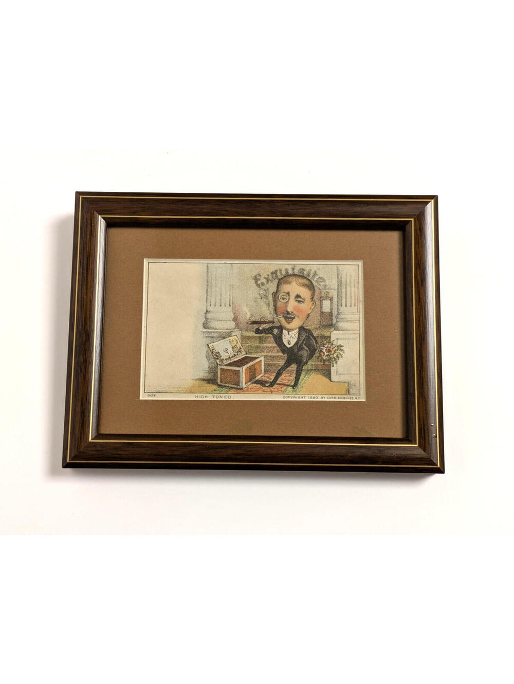 Currier & Ives Tobacco Trade Card Print High Toned Man Cigar Framed Antique 1880